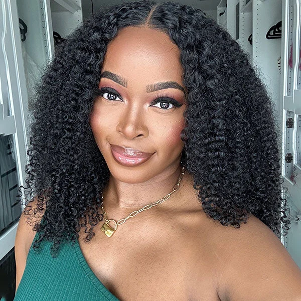 Junoda Air Wig 4x6 Pre-Cut Lace Kinky Curly Human Hair Wigs Glueless Wear & Go Quick Hairstyle cs1