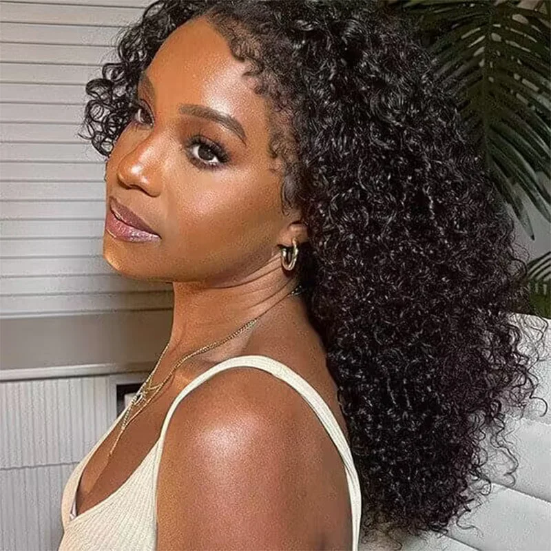 Natural 4C Edges Curly Wigs Glueless HD Lace Wigs Human Hair