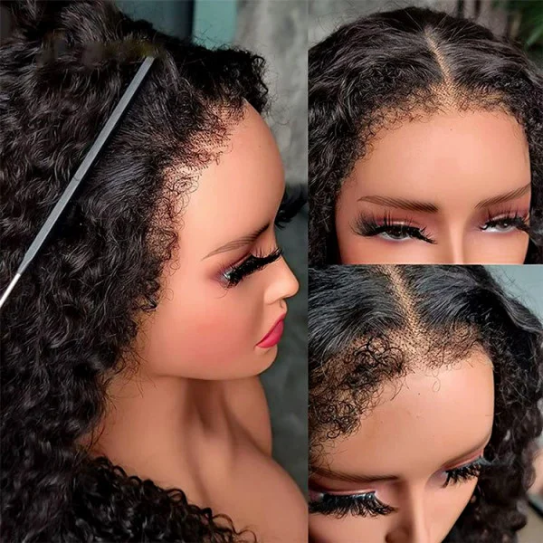 Natural 4C Edges Curly Wigs Glueless HD Lace Wigs Human Hair