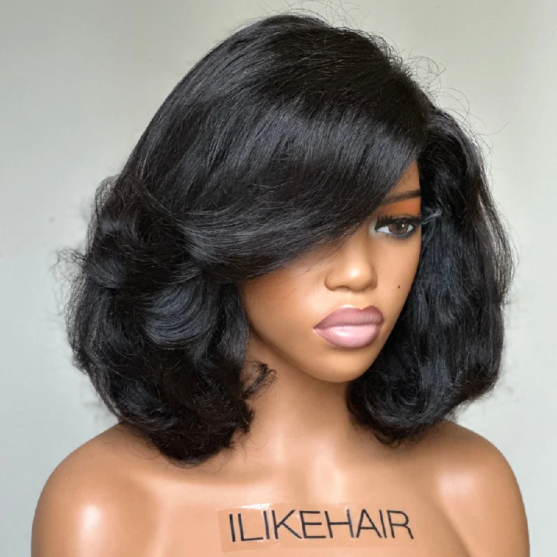 Natural Deep Side Part Bob 13x4 Lace Front Wig