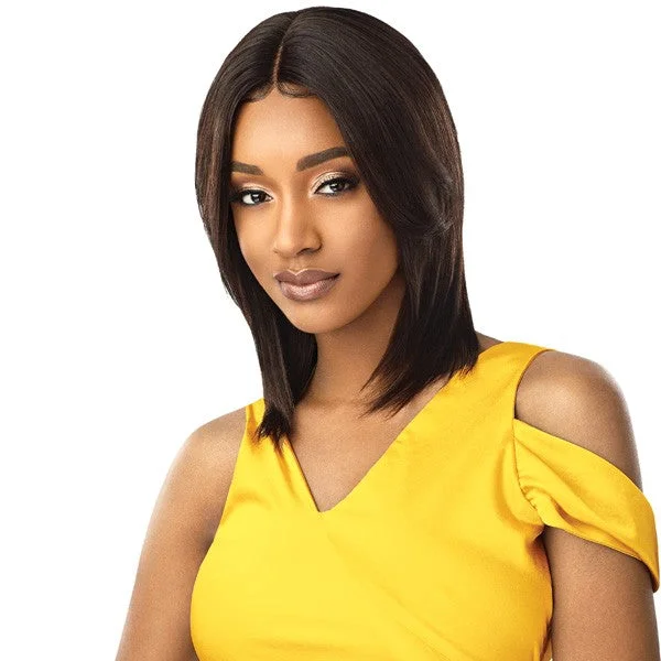 Unprocessed Human Hair Mytresses Gold Lace Front Wig- Natural Straight 16-18""