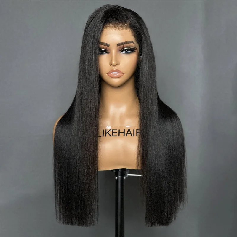 Natural Yaki HD Lace Frontal Ventilated Kinky Edges Wig