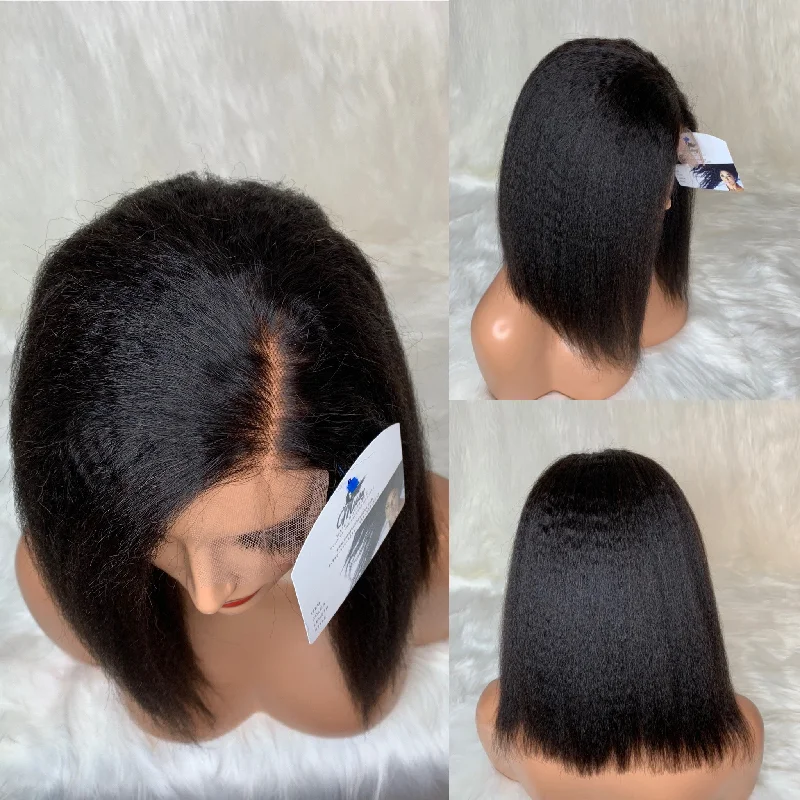 New kinky straight Transparent Lace Closure BOB 180 Density