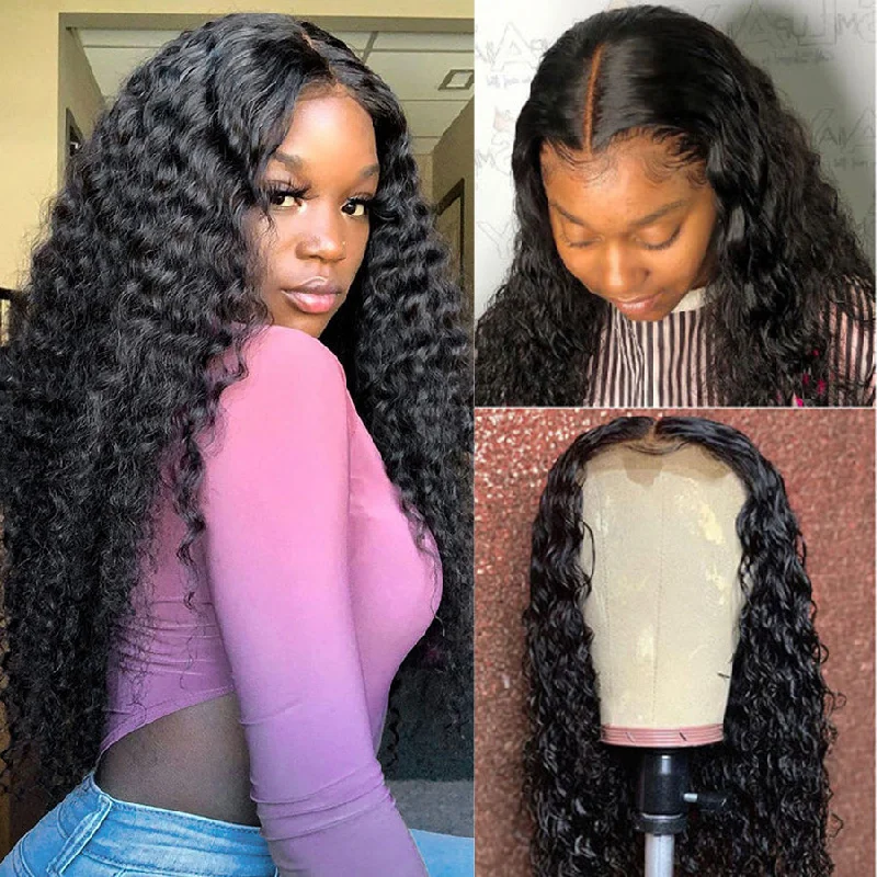 No Code Need: Glueless 13x4/6x4.5 Deep Wave Wear & Go Pre Cut HD Transaparent Lace 100% Virgin Human Hair Wigs-Geeta Hair