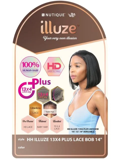 Nutique Illuze 100% Human Hair 13x4 PLUS LACE BOB 14"" HD Lace Front Wig