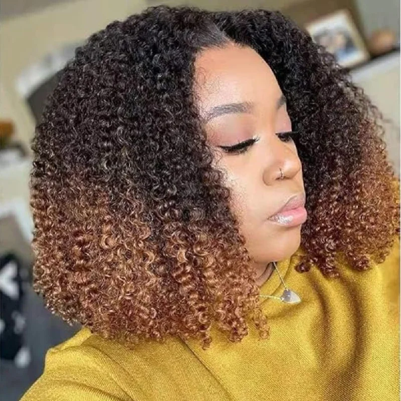 Ombre Brown Curly 13x4 Lace Front Wig