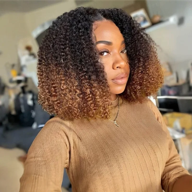 Ombre Brown Curly 13x4 Lace Front Wig