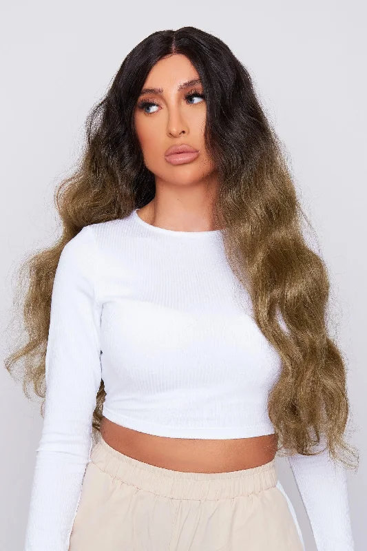 LEONIE - 30"" Ombre Brown Synthetic T-Lace Wig