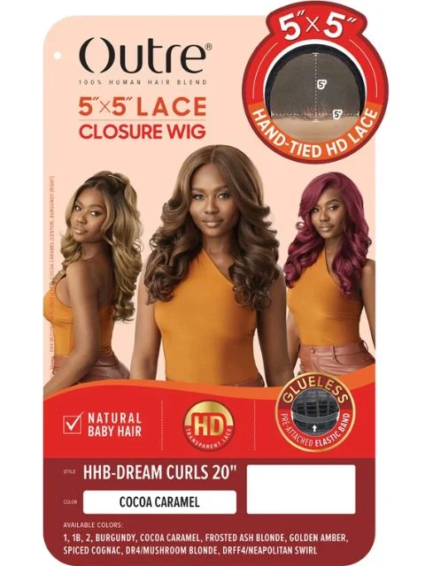 Outre 100% Human Hair Blend 5""x5"" Glueless Lace Closure Wig - HHB-DREAM CURLS 20""