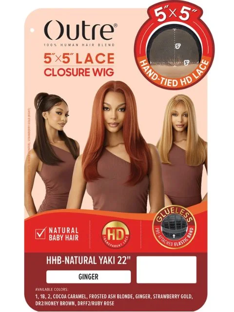 Outre 100% Human Hair Blend 5""x5"" Glueless Lace Closure Wig - HHB-NATURAL YAKI 22