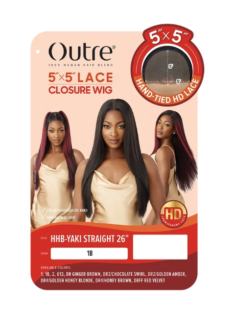 Outre 100% Human Hair Blend 5""x5"" Glueless Lace Closure Wig - HHB-YAKI STRAIGHT 26""