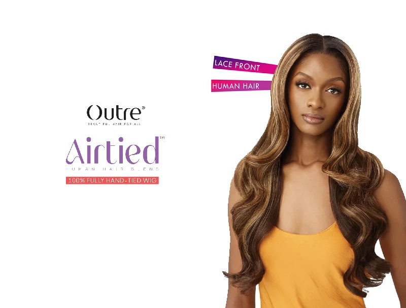 OUTRE AIRTIED HUMAN HAIR BLEND 100% FULLY HAND TIED WIG - GLAM WAVES 28""