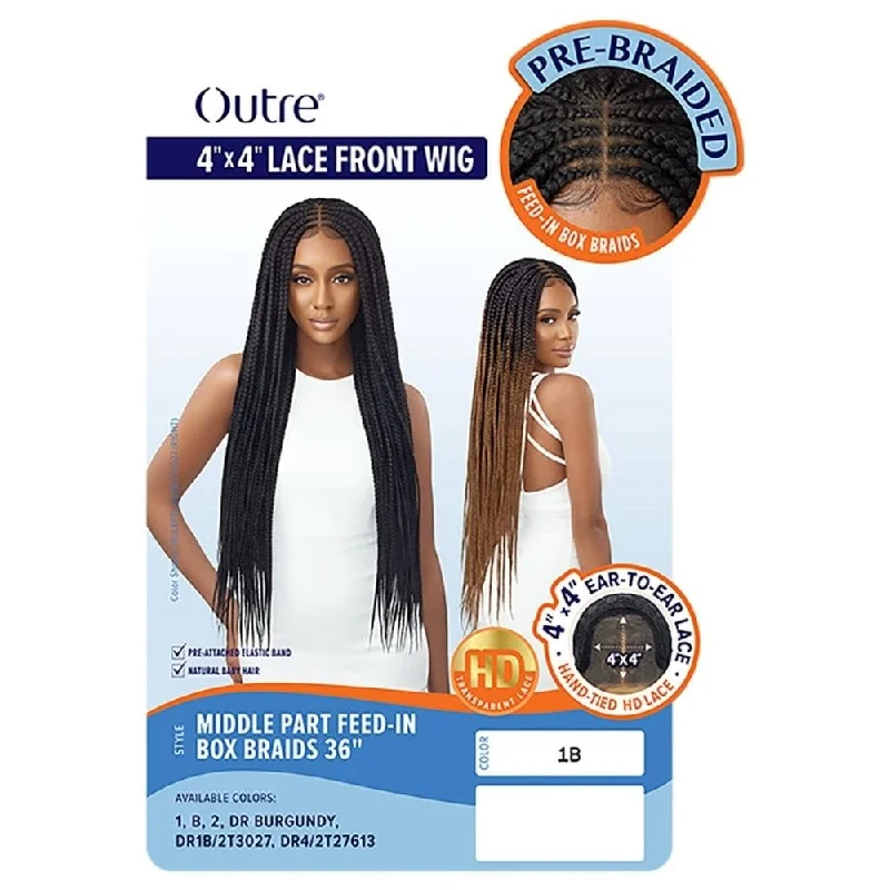 Outre Braided Lace Front Wig - Middle Part Feed-In Box Braids 36""