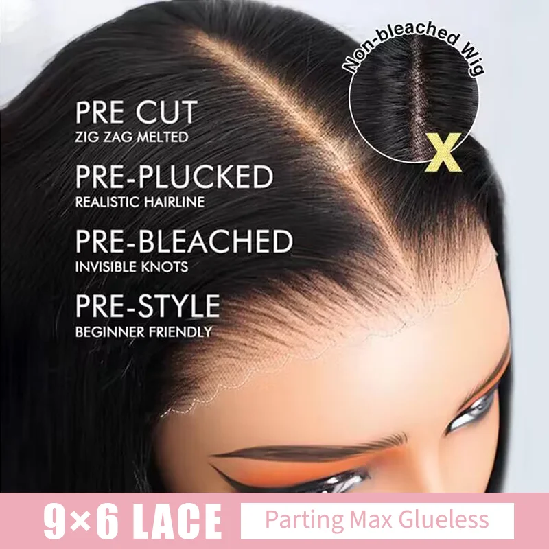 Part Max 9×6 Lace Wig Water Wave Glueless Wig Pre-Bleached Knots Pre-Cut HD Lace Wig Sterly Hair