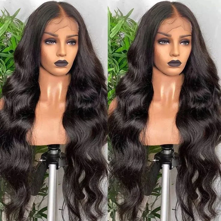 Peruvian Virgin Hair Body Wave Wig 4*4  HD Transparent Lace Closure Wig 180 210 250  Density Natural Color Human Hair Wig Vrvogue Hair