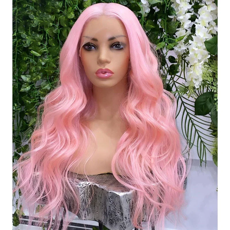 Pink Color 13x4/T Part/4x4 Transparent Lace Wigs Body Wave Human Hair Wigs 180 210 Density Vrvogue Hair