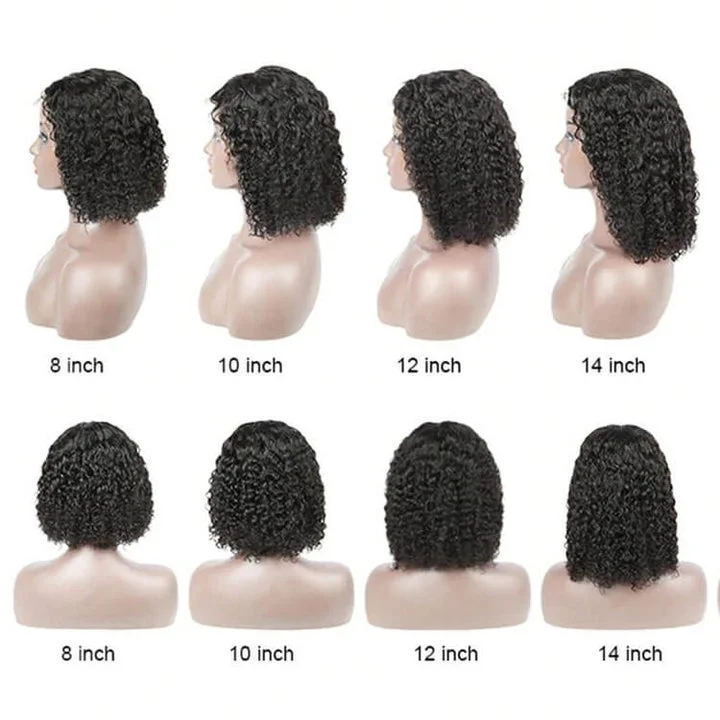 13x4/4x4 Pixie Jerry Curly Bob Wig Transparent Lace Wig 10A Brazilian Human Hair Natural Color Wigs