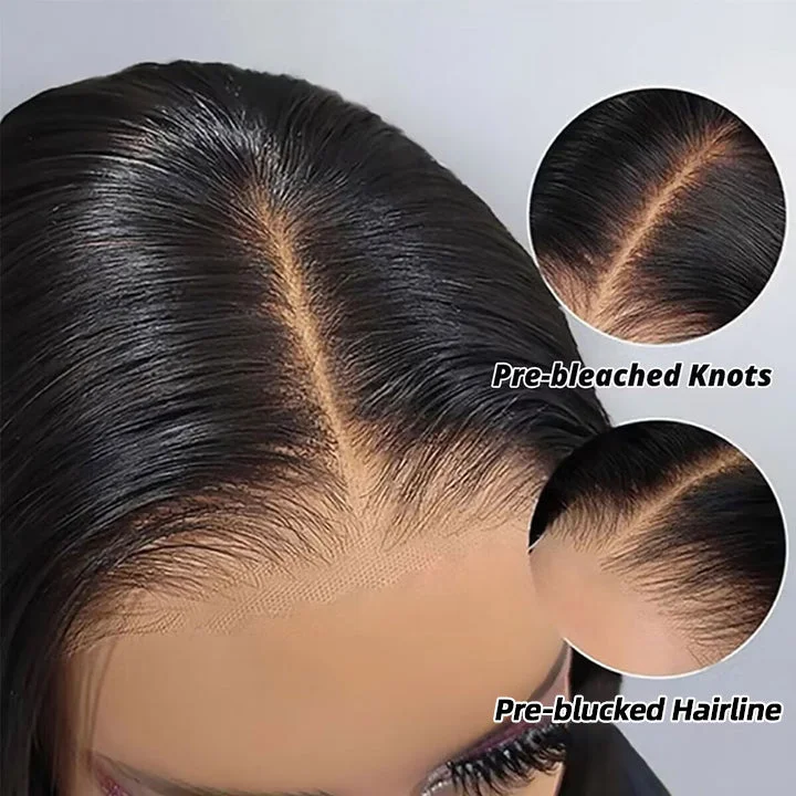 Pre Bleached Knots Glueless Wig Layered Cut 13x4 HD Lace Front Wig Human Hair for Women Pre Plucked Natural Hairline