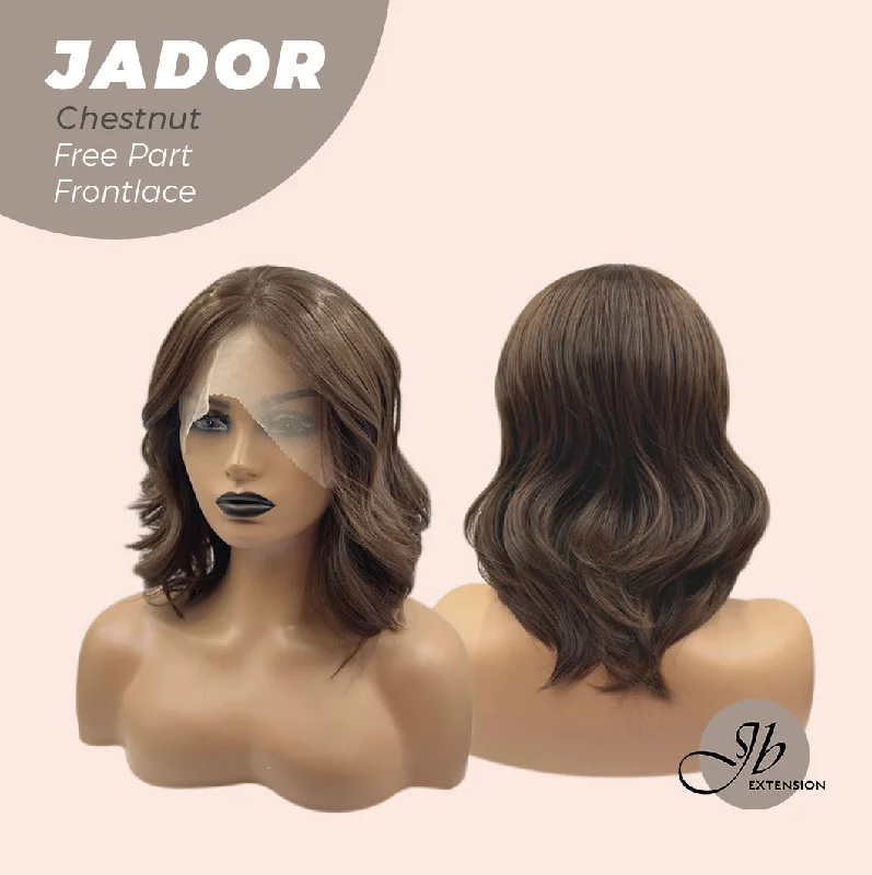 JBEXTENSION 10 Inches Chestnut Brown Curly Lace Front Wig.Pre Plucked 13*3 HD Transparent Lace Frontal Handmade Futura Fiber Swiss Lace Synthetic Fiber Glueless Wig JADOR CHESTNUT