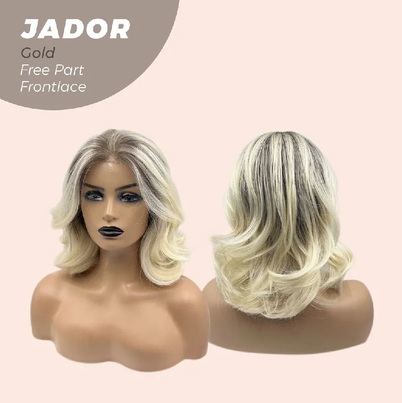 JBEXTENSION 10 Inches Light Blonde Curly Lace Front Wig.Pre Plucked 13*4 HD Transparent Lace Frontal Handmade Futura Fiber Swiss Lace Synthetic Fiber Pre-Cut Lace Glueless Wig JADOR GOLD