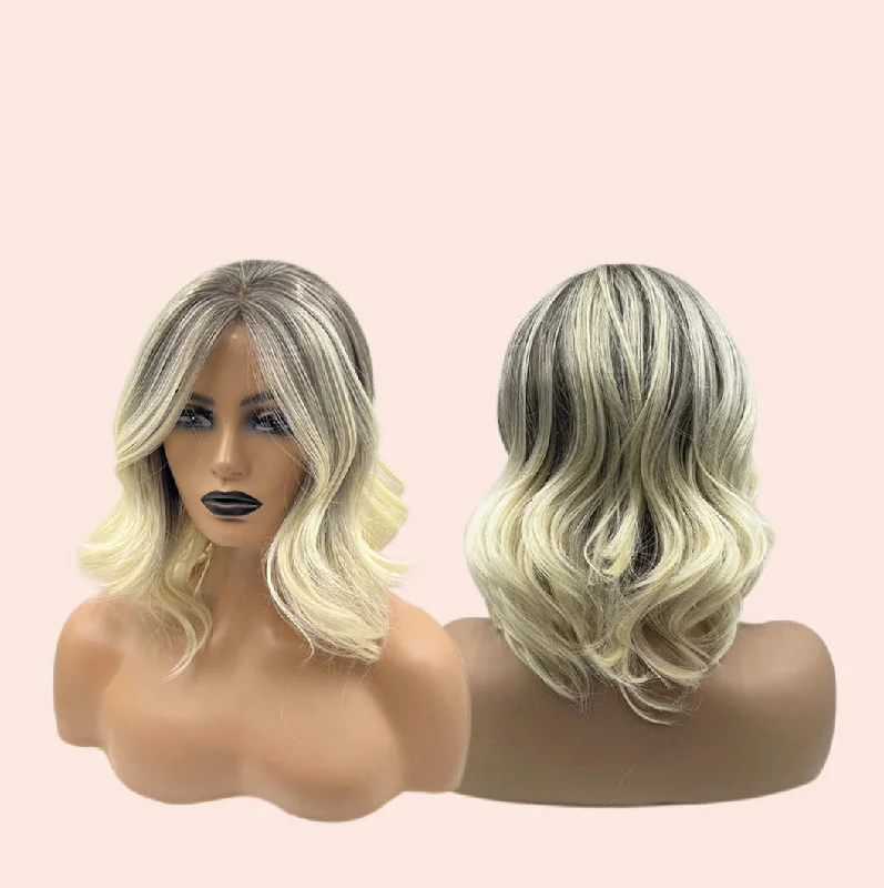 JBEXTENSION 10 Inches Mix Blonde Curly Lace Front Wig.Pre Plucked 13*3 HD Transparent Lace Frontal Handmade Futura Fiber Swiss Lace Synthetic Fiber Glueless Wig JADOR