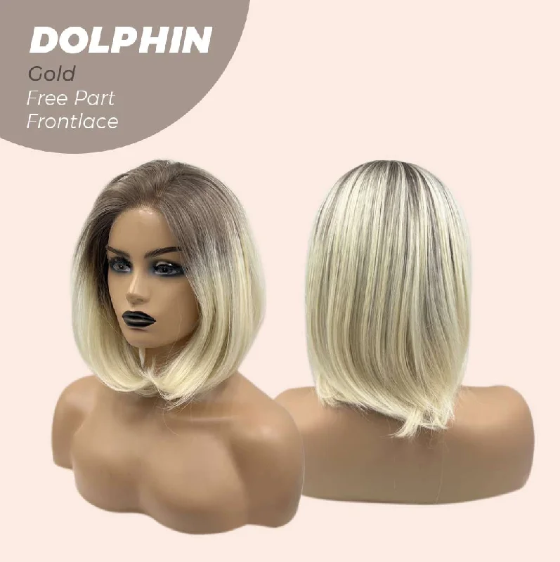 JBEXTENSION 12 Inches Bob Cut  Light Blonde Free Part Pre-Cut Frontlace Glueless Wig DOLPHIN GOLD