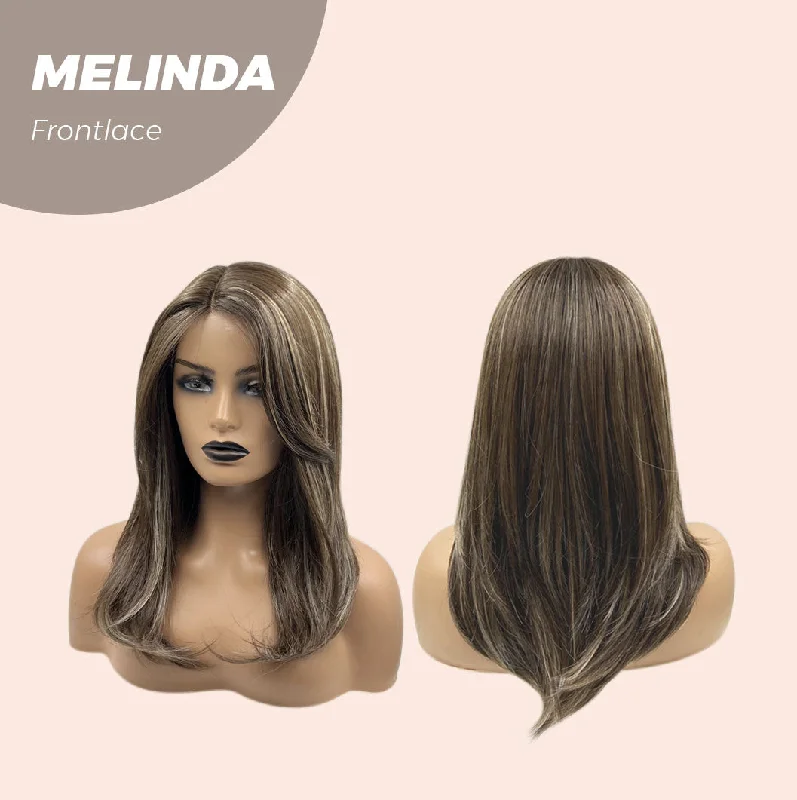 JBEXTENSION 18 Inches Brown With Highlight Pre-Cut Frontlace Glueless Side Part Wig MELINDA