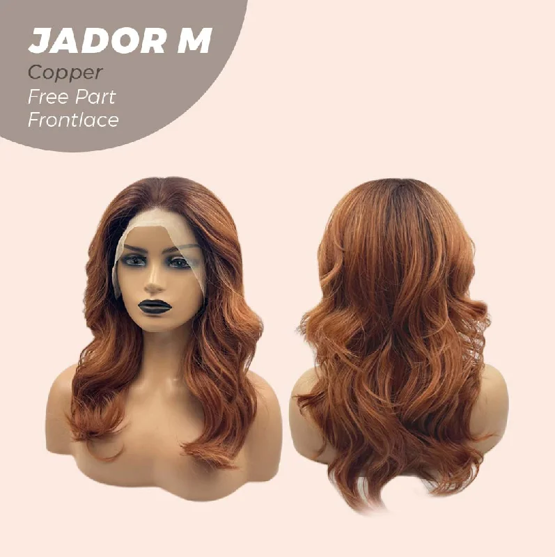 JBEXTENSION 20 Inches Copper Curly Lace Front Wig.Pre Plucked 13*4 HD Transparent Lace Frontal Handmade Futura Fiber Swiss Lace Synthetic Fiber Glueless Wig JADOR M COPPER