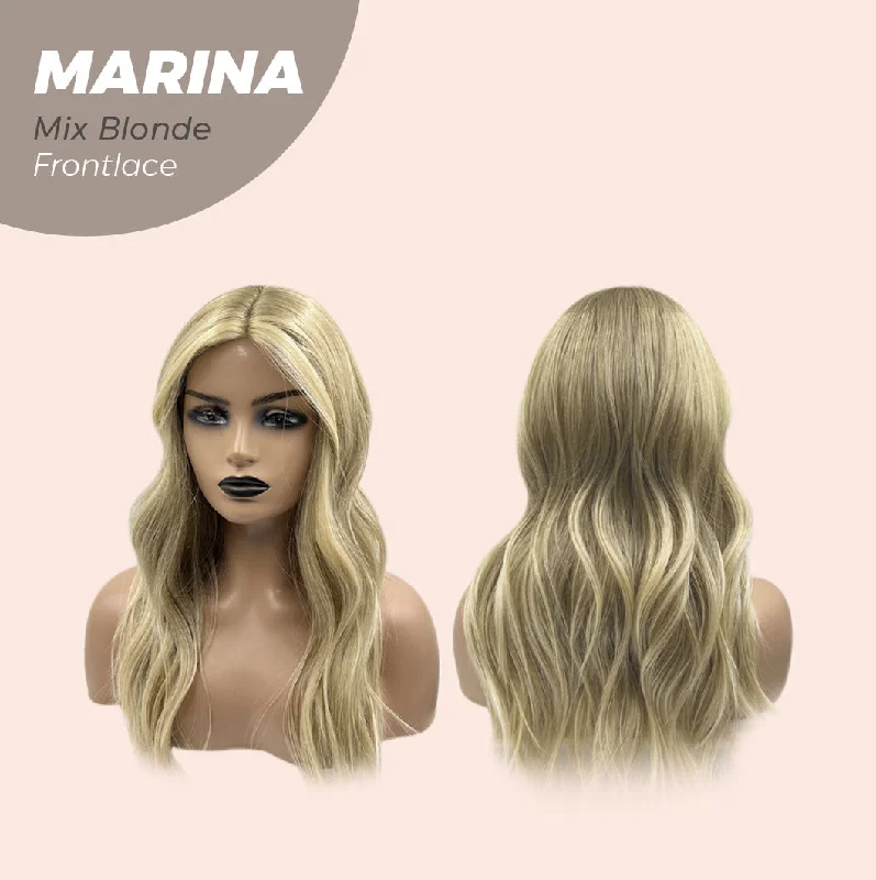 JBEXTENSION 20 Inches Mix Blonde Wave Pre-Cut Frontlace Glueless Wig MARINA MIX BLONDE