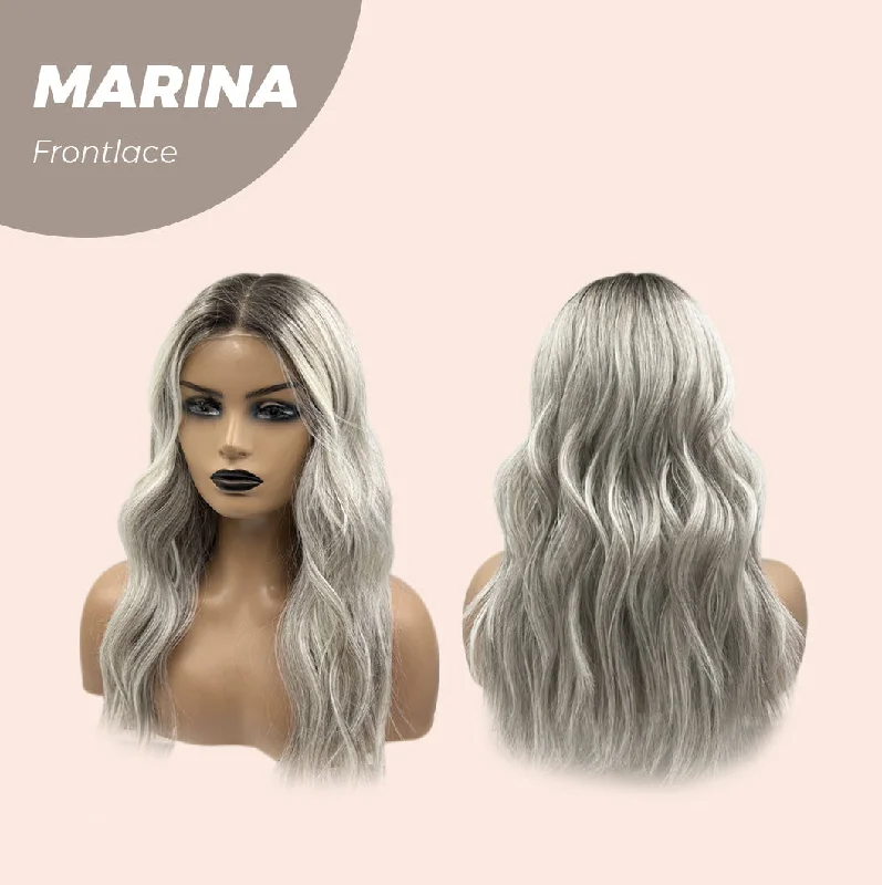 JBEXTENSION 20 Inches Silver Color Wave Pre-Cut Frontlace Glueless Wig MARINA