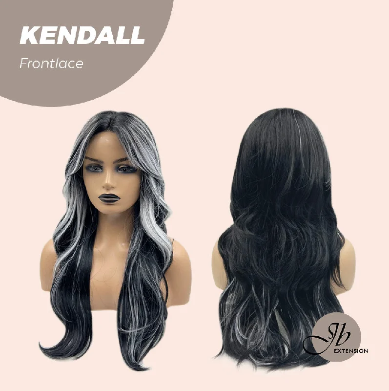 JBEXTENSION 22 Inches Salt And Pepper Color Curly Pre-Cut Frontlace Glueless Wig KENDALL