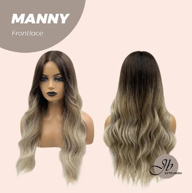 JBEXTENSION 24 Inches Body Wave Mix Blonde With Dark Root Pre-Cut Frontlace Glueless Wig MANNY