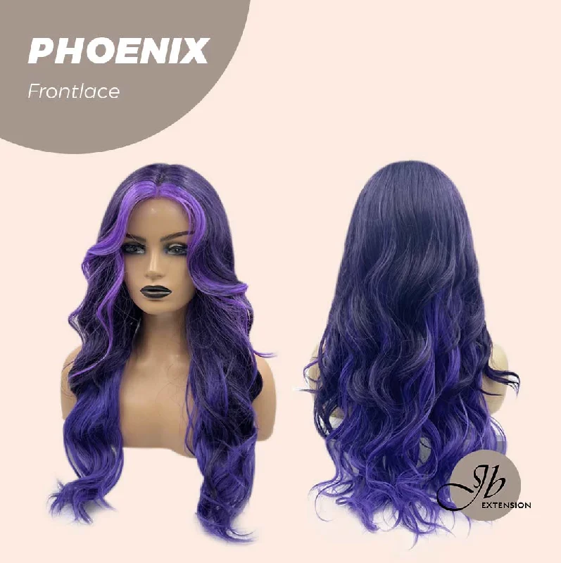 JBEXTENSION 24 Inches Mix Purple Body Wave Pre-Cut Frontlace Glueless Wig PHOENIX