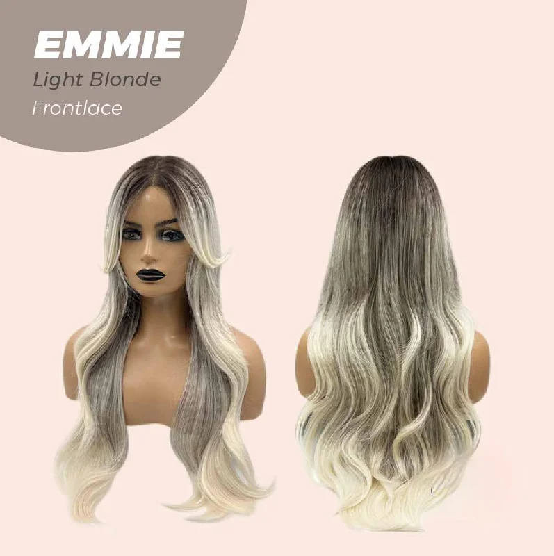 JBEXTENSION 26 Inches Curly Balayage Light Blonde With Dark Root Wig Pre-Cut Frontlace Glueless Wig EMMIE LIGHT BLONDE