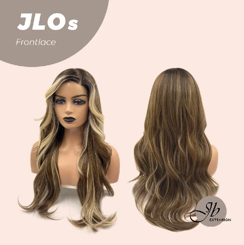 JBEXTENSION 26 Inches Mix Caramel With Blonde Highlight Side Part Pre-Cut Frontlace Glueless Wig JLOS