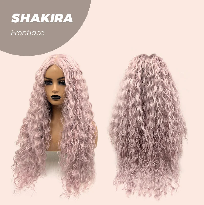 JBEXTENSION 28 Inches Extra Curly Smoke Purple Long Pre-Cut Frontlace Glueless Wig SHAKIRA