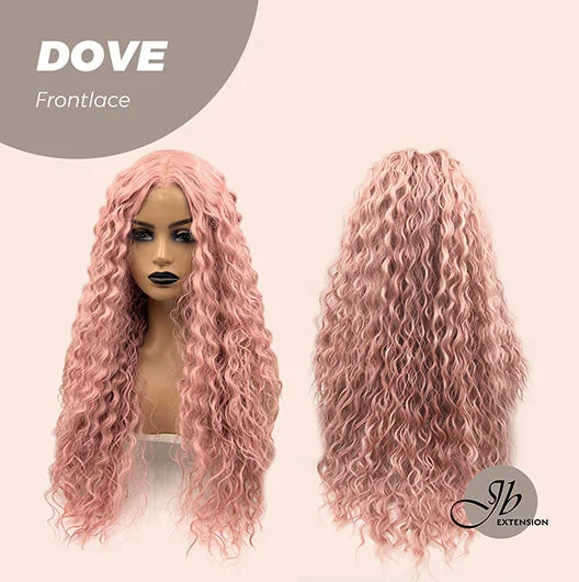 JBEXTENSION 28 Inches Extra Curly Pink Long Pre-Cut Frontlace Glueless Wig DOVE