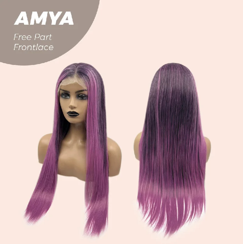 JBEXTENSION 30 Inches Fushia Straight Lace Front Wig.Pre Plucked 13*4 HD Transparent Lace Frontal Handmade Futura Fiber Swiss Lace Synthetic Fiber No Cut Lace Glueless Wig AMYA