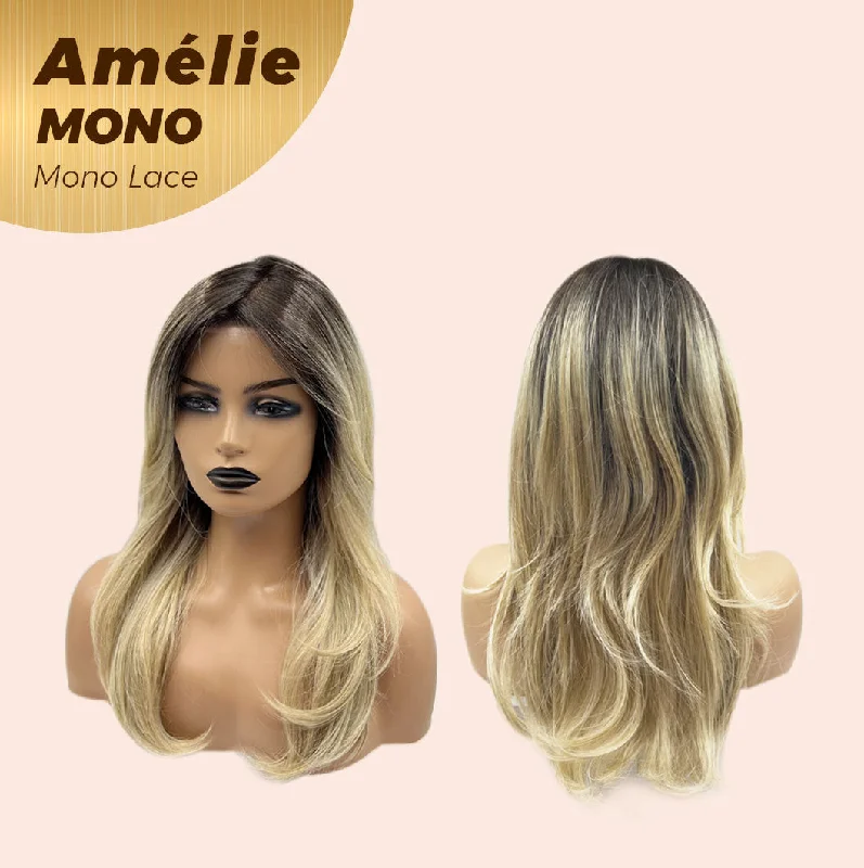 JBEXTENSION AMéLIE MONO Full Monofilament Wig 20 Inches Dirty Blonde With Dark Root Curly Mono Lace Glueless Wig Amélie Mono