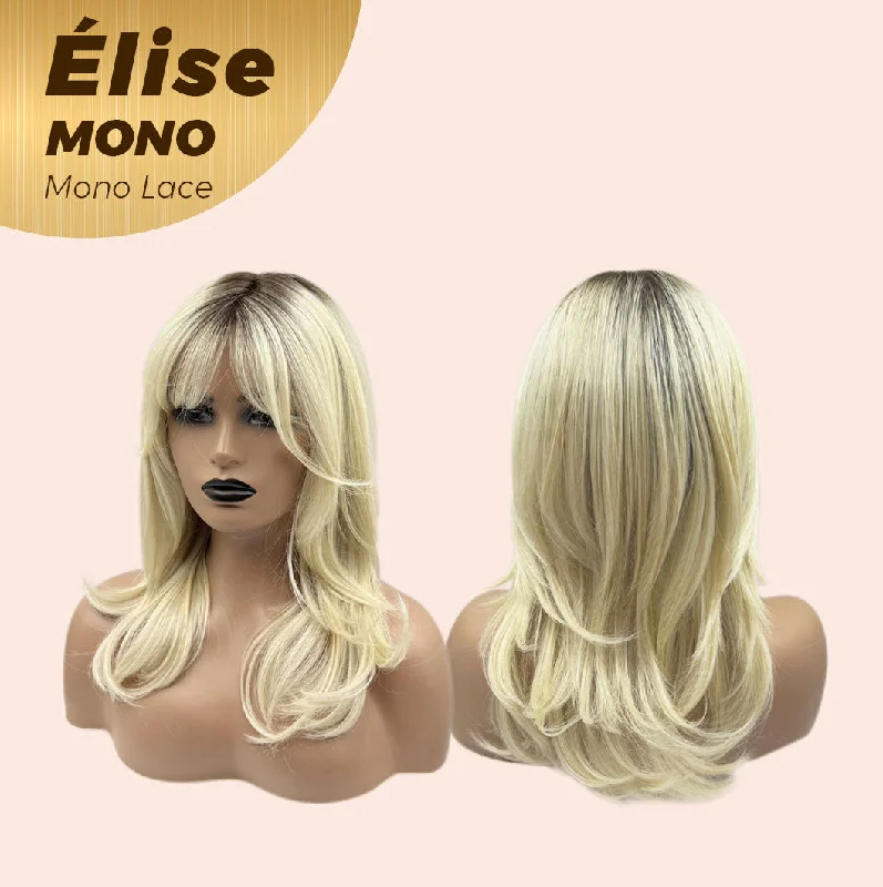 JBEXTENSION ÉLISE MONO Full Monofilament Wig 16 Inches Dirty Blonde With Dark Root Curly Mono Lace Glueless Wig Élise Mono