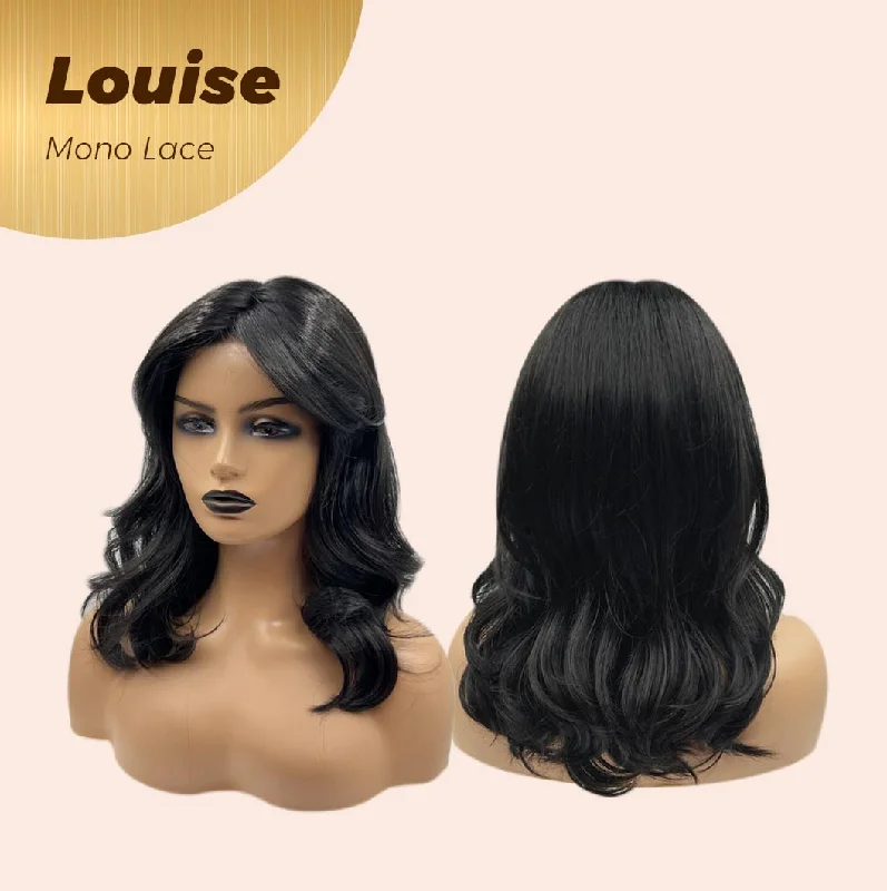 JBEXTENSION LOUISE MONO Full Monofilament Wig 16 Inches Jet Black Curly Full Mono Lace Glueless Wig LOUISE MONO