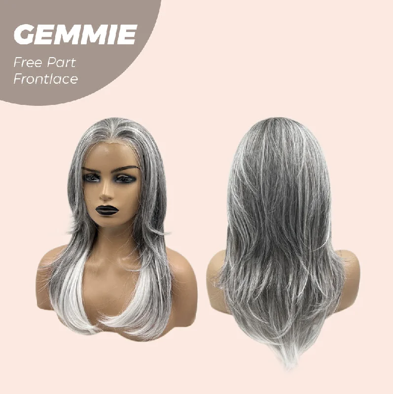 JBEXTENSION 20 Inches Grey Pre-Cut Free Part Frontlace Glueless Wig GEMMIE