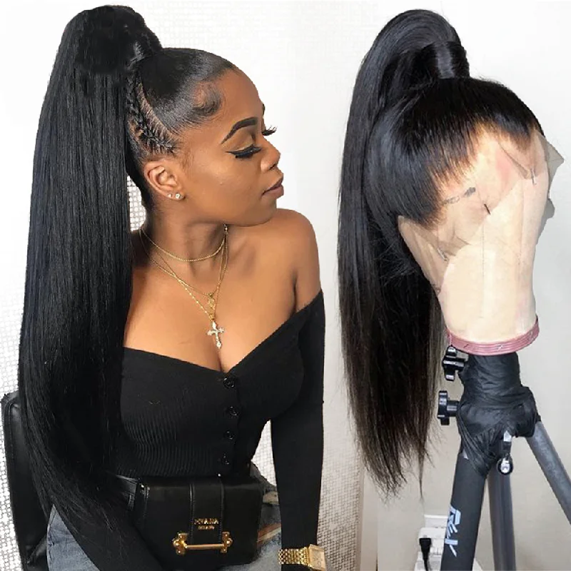 Pre Plucked 360 HD Transparent Lace Frontal Wigs with Baby Hair Brazilian Straight Vrvogue Hair