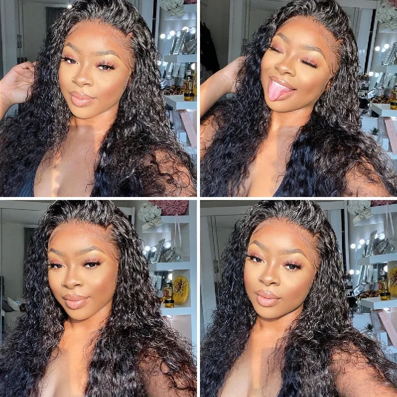 Pre Plucked 360 HD Transparent Lace Frontal Wigs with Baby Hair Brazilian Water Wave Vrvogue Hair