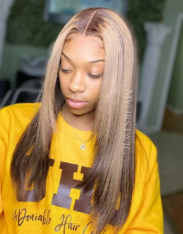 PressdSalon - Malaysian Human Hair Blonde Highlight Lace Front Wig - PD002