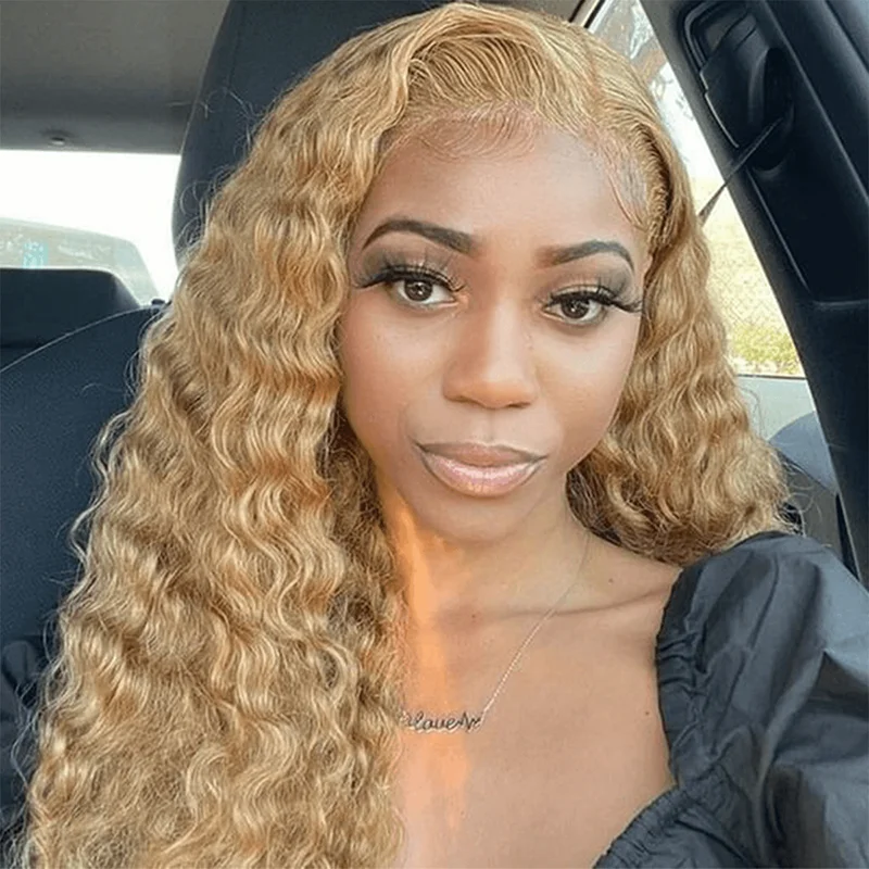 Pure Color #27 Loose Deep Wave Honey Blonde Hair Glueless HD Lace Wigs