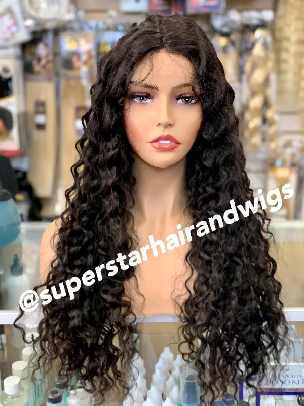 Queen Collection 100% Human Hair Lace Front Spanish Wave 30"" Wig