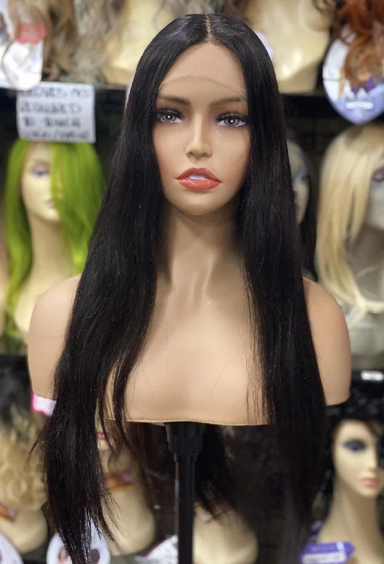 Queen Collection Lace Front 100% Human Hair Straight 28"" Wig