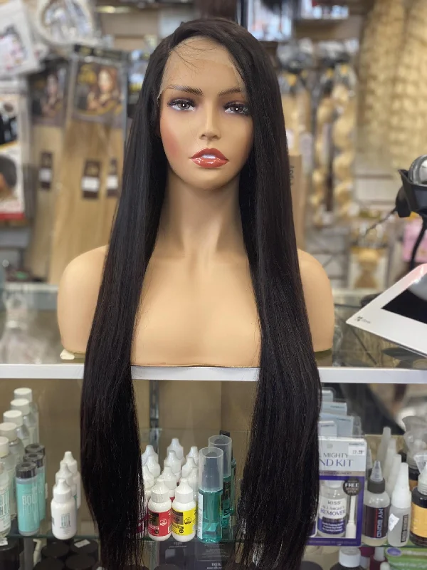 Queen Collection 100% Virgin Human Hair Straight 30"" Side Part Wig