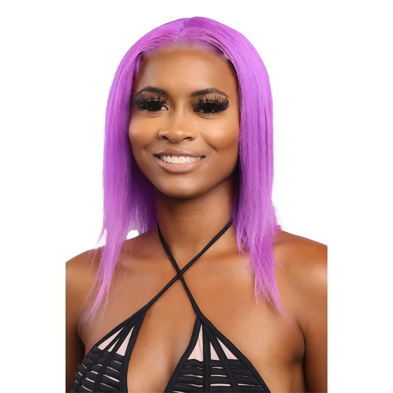 Raw Brazilian 100% Virgin Unprocessed 4X4 HD Lace Bob Wig 12"" Purple 150%